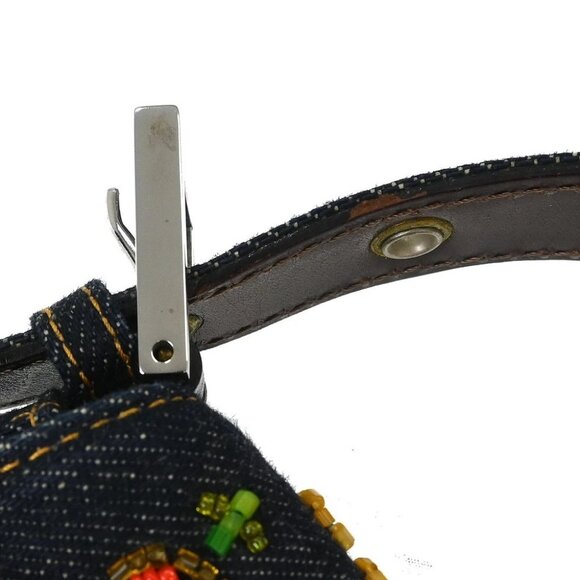 Fendi Navy Denim Beaded Baguette Handbag - Picture 5 of 10